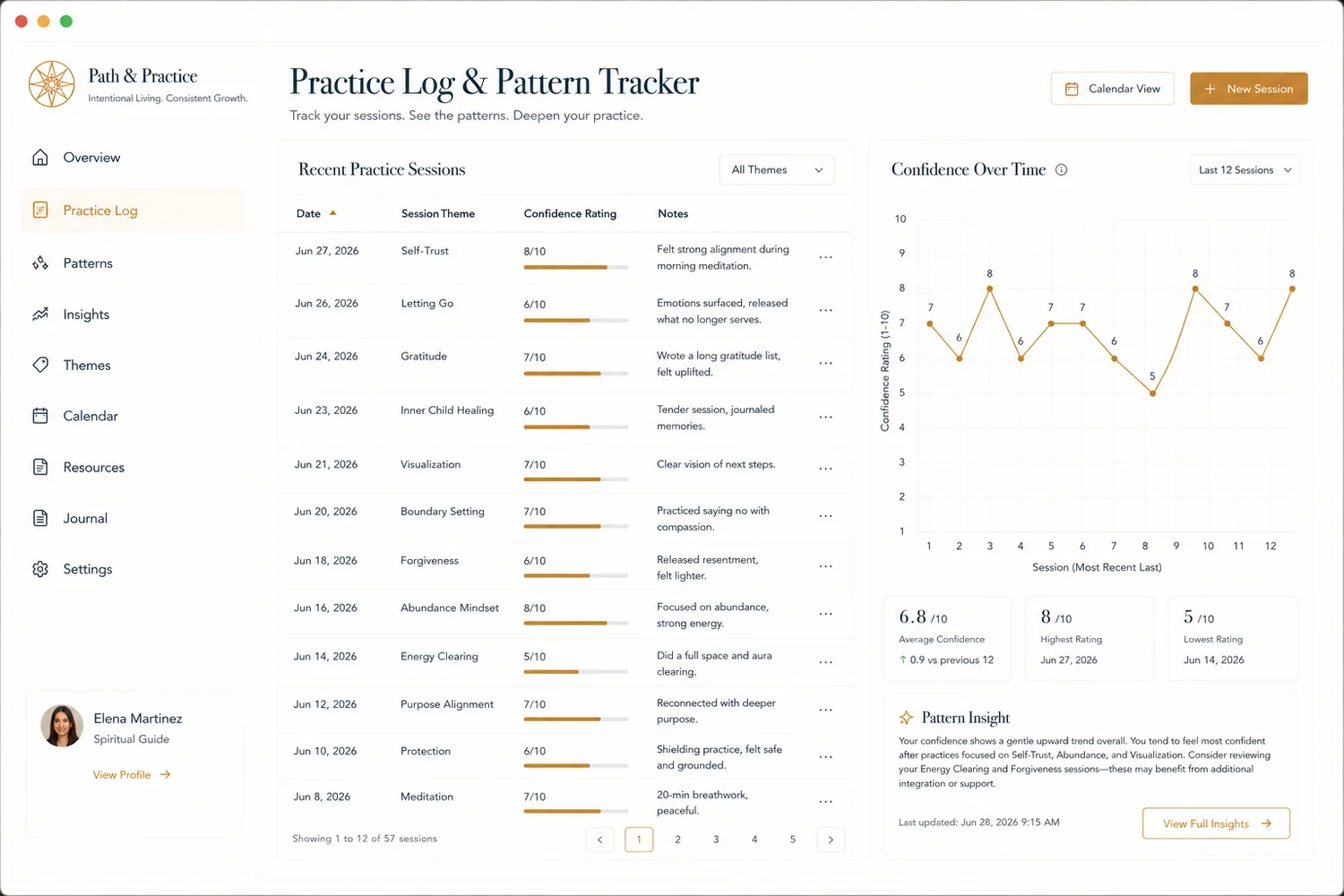 Practice Log / Pattern Tracker